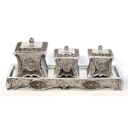 AFD HOME Laviere Box Tray Silver Set of 4 925 x 215 x 65 in 12009553